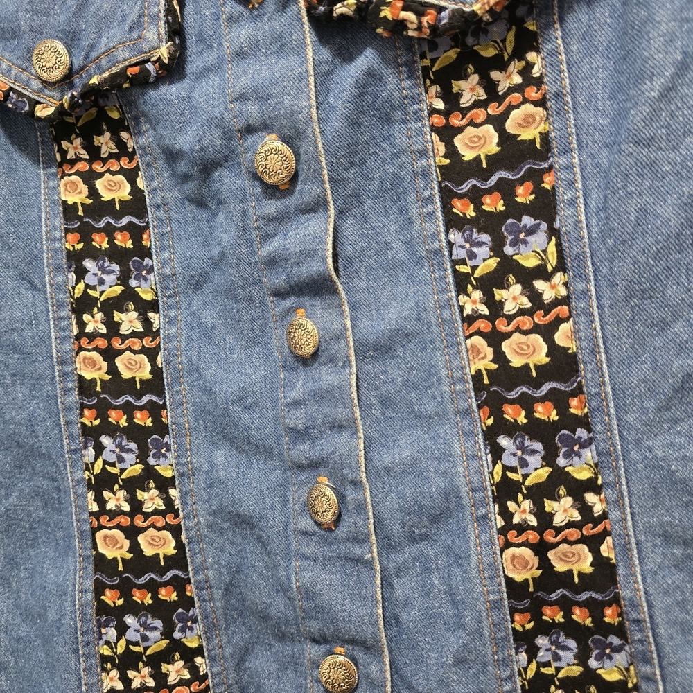 Vintage 90s Denim Cotton USA Vest Button Front Womens M - Picture 5 of 7